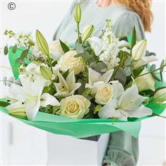 Large Birthday White Rose and Lily Bouquet